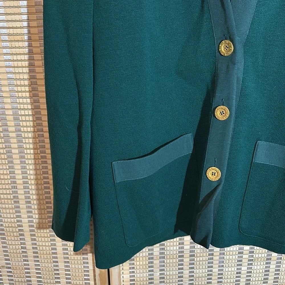 Devernois Paris Vintage 1970s Forest Green Preppy Cardigan Sweater Blazer 18? - Picture 7 of 16